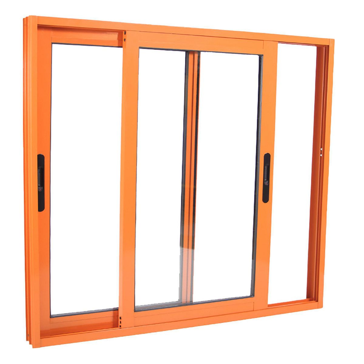 TERMOHOME - Ventana corredera Aluminio Corredera 100x100 cm Vidrio Termopanel Naranja