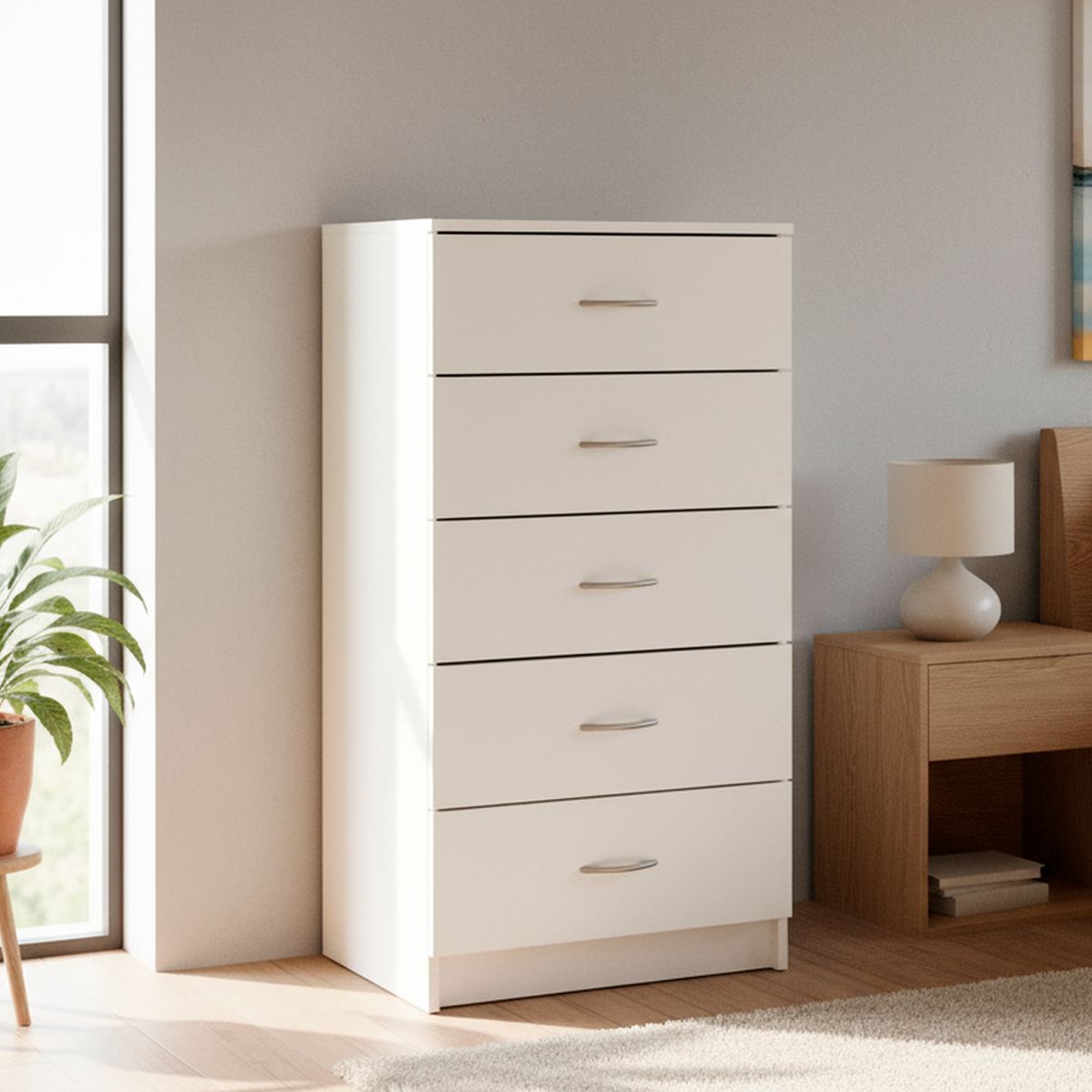 STANFORD - Cómoda 5 Cajón(es) 5 Cajones 55x110x40 cm Blanco