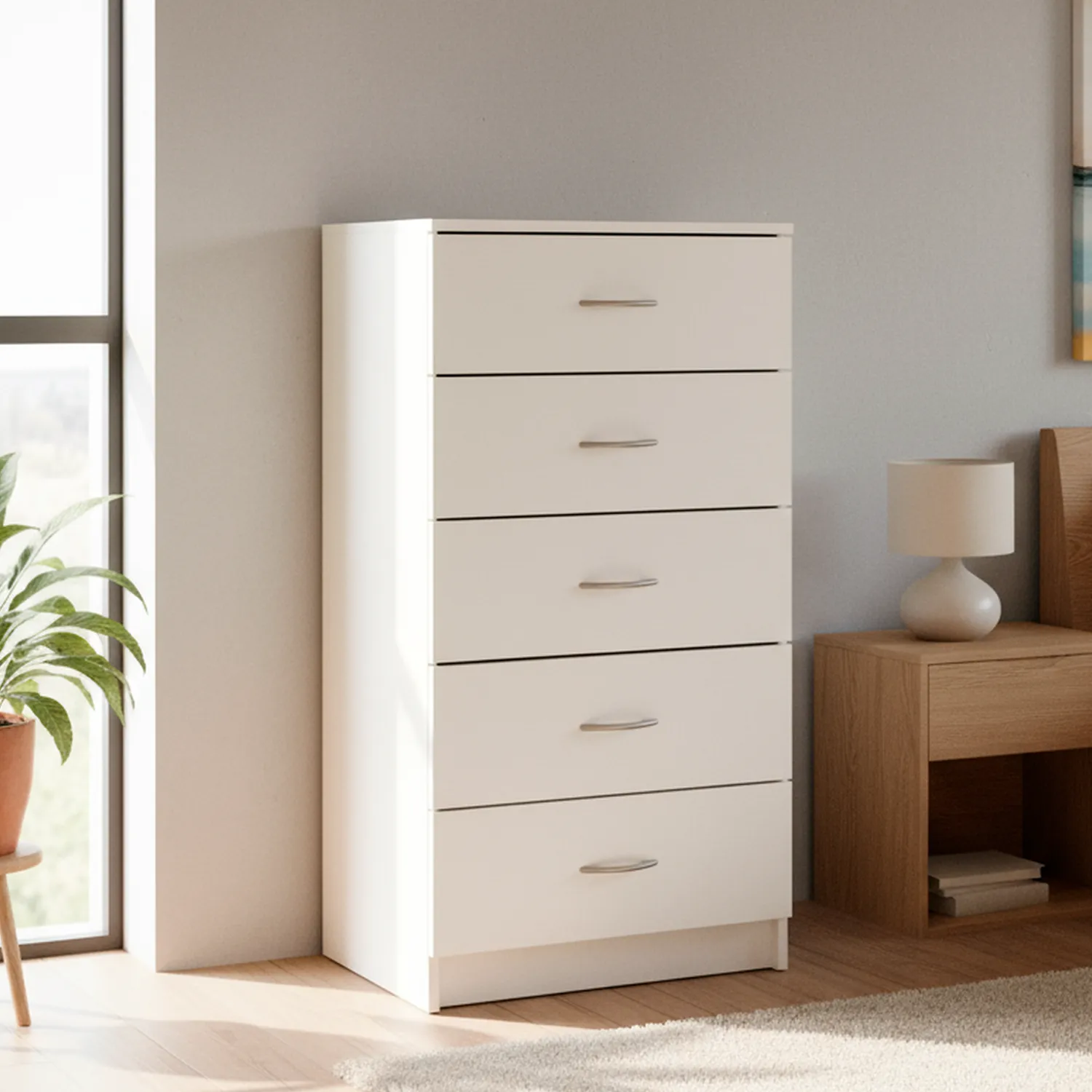 STANFORD Cómoda 5 Cajón(es) 5 Cajones 55x110x40 cm Blanco