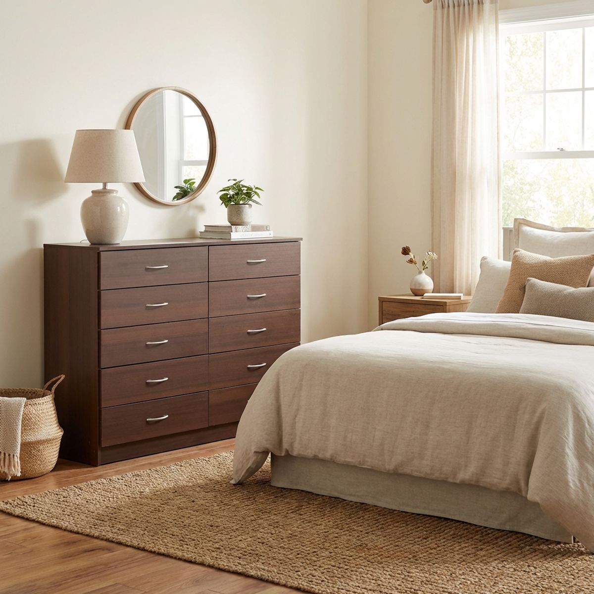 STANFORD - Cómoda 10 Cajón(es) DB 120x93x40 cm Chocolate