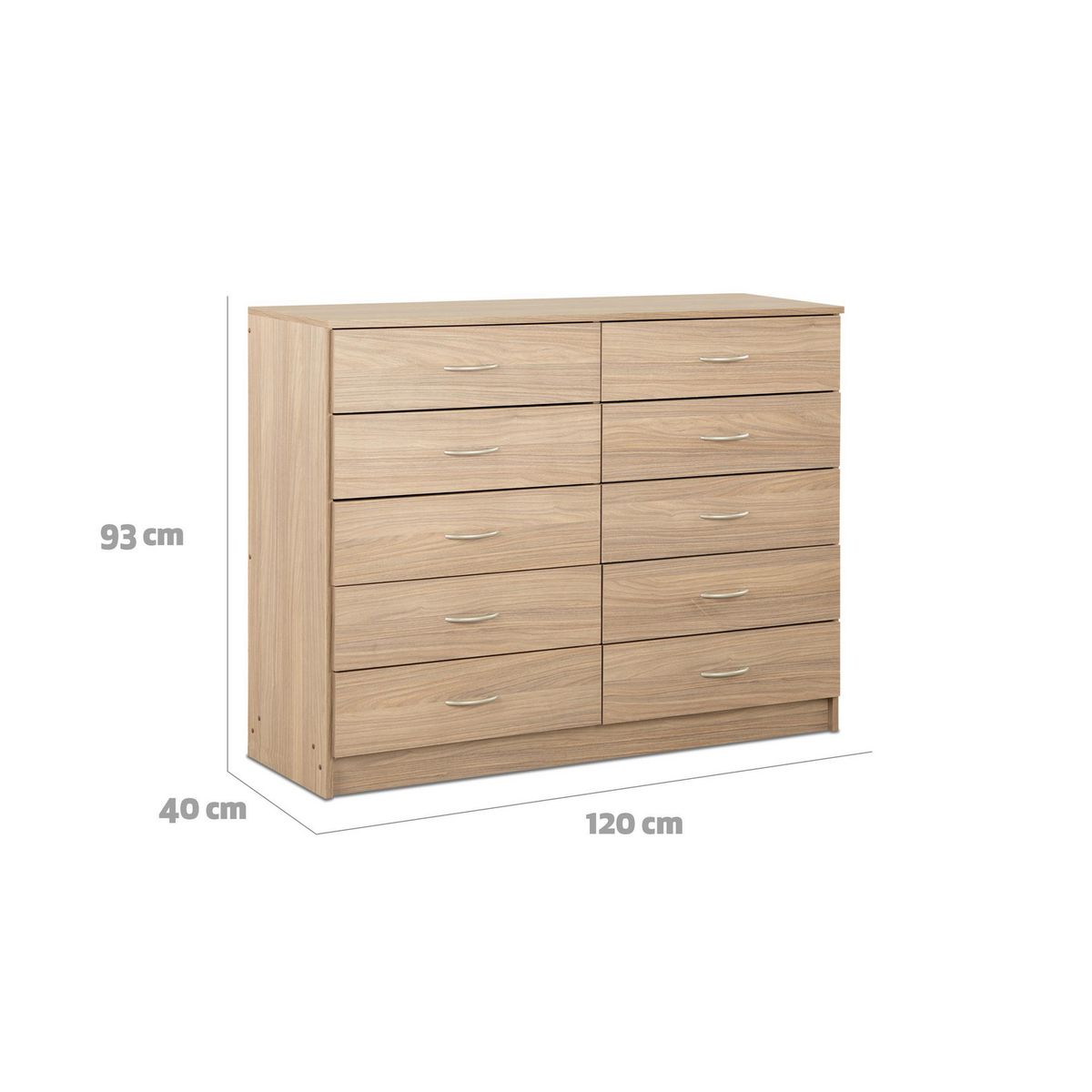 STANFORD - Cómoda 10 Cajón(es) DB 120x93x40 cm Nogal