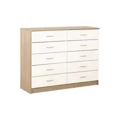 STANFORD - Cómoda 10 Cajón 10 Cajones 120x93x40 cm Bicolor