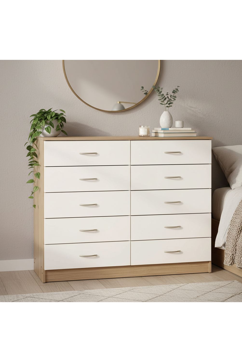 STANFORD Cómoda 10 Cajón 10 Cajones 120x93x40 cm Bicolor