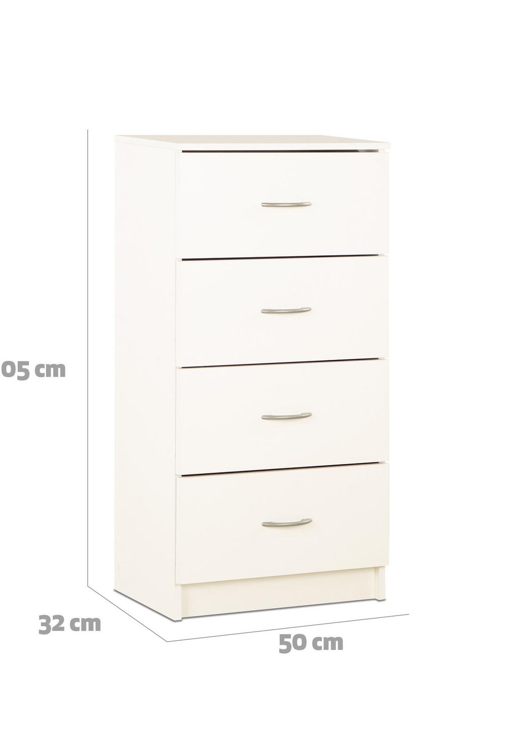 STANFORD - Cómoda 4 Cajón 4 Cajones 50x105x32 cm Blanco