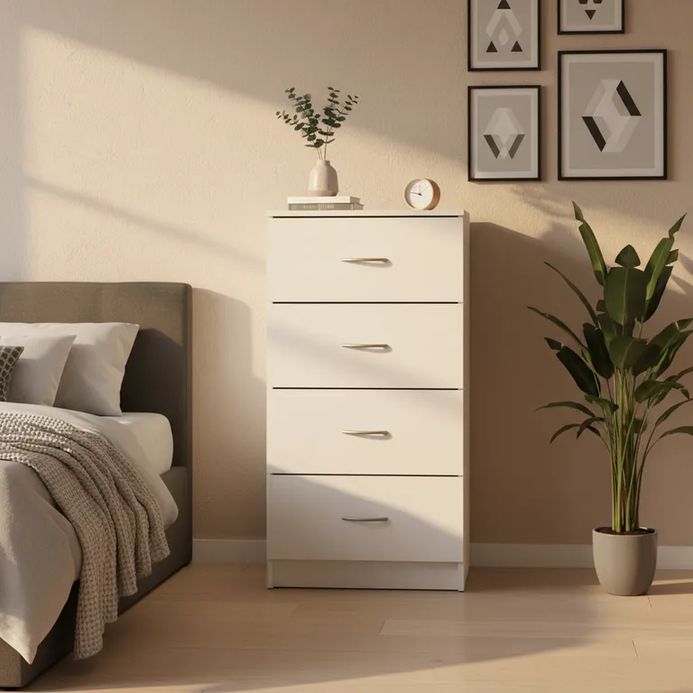 Cómoda 4 Cajón 4 Cajones 50x105x32 cm Blanco