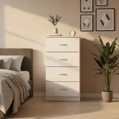 STANFORD - Cómoda 4 Cajón 4 Cajones 50x105x32 cm Blanco