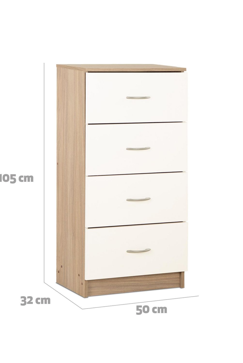 STANFORD - Cómoda 4 Cajón 4 Cajones 50x105x32 cm Bicolor
