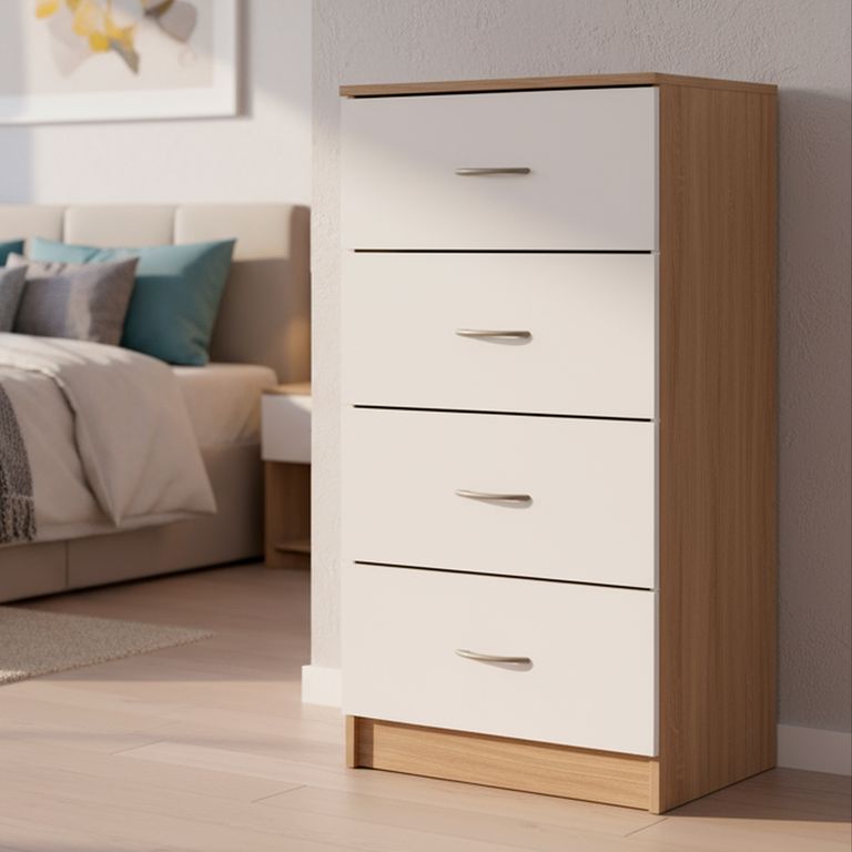 Cómoda 4 Cajón 4 Cajones 50x105x32 cm Bicolor