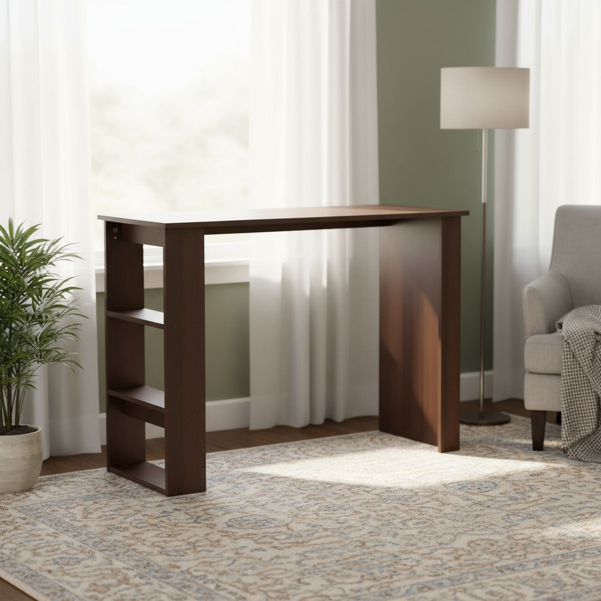 STANFORD - Escritorio 2 Repisas Chocolate 110x80x48 cm