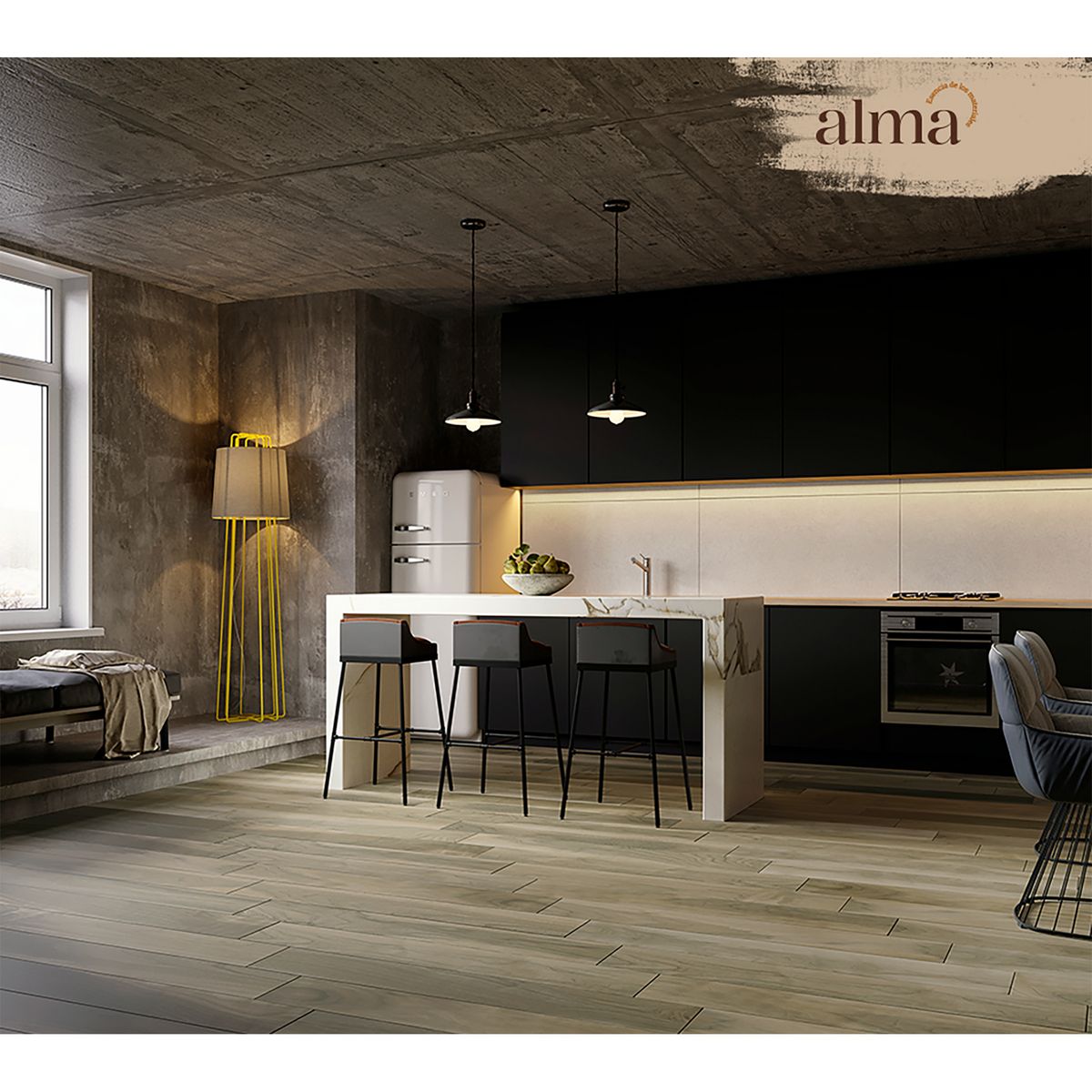 GRAIMAN - Porcelanato 19x120 cm Utah Smoked Roble 1.61 m2