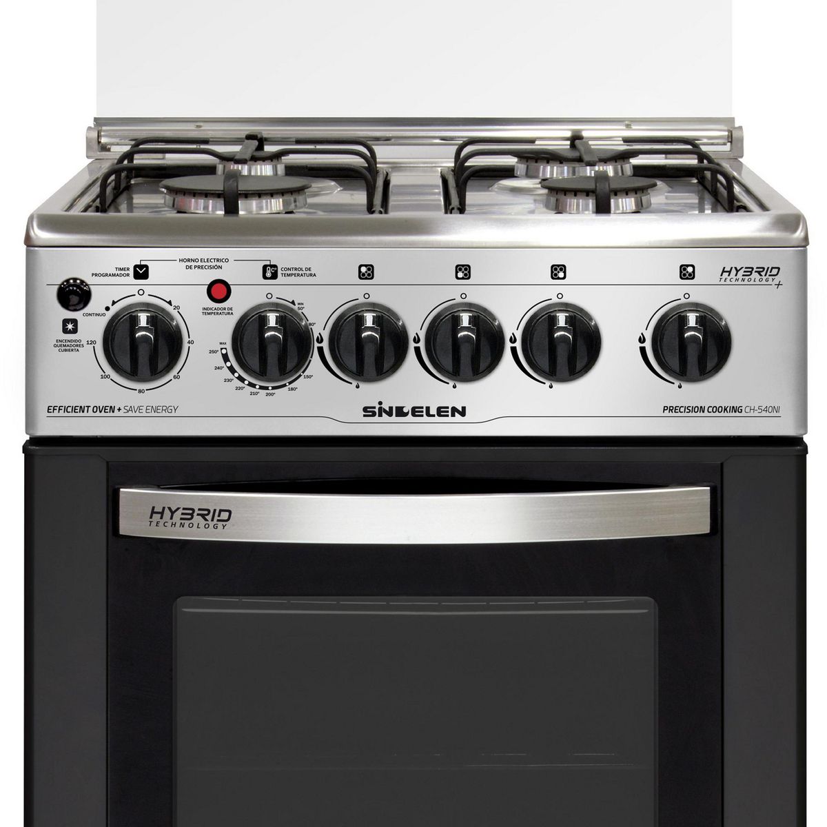 SINDELEN - Cocina a Gas 4 Platos Inox CH-540NI