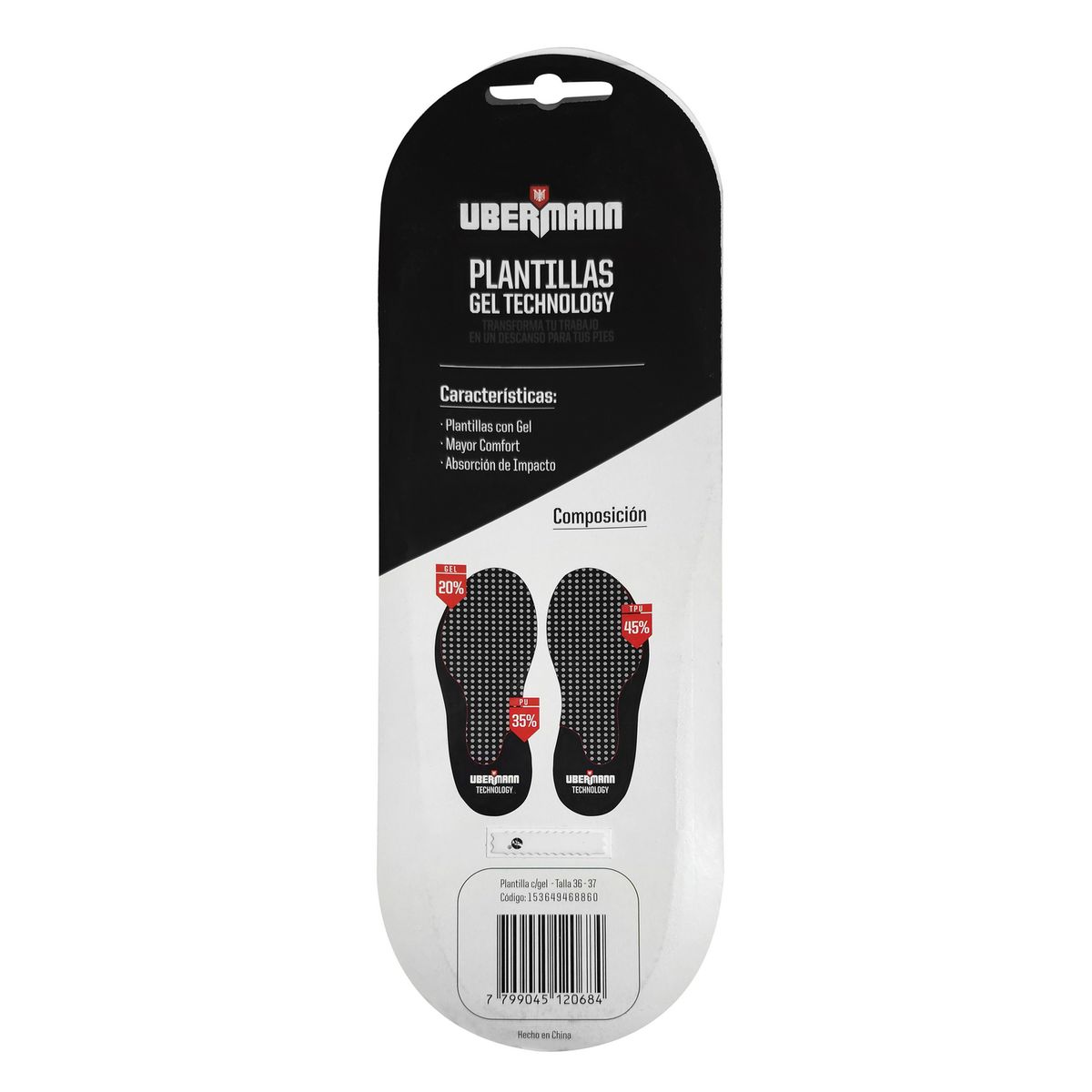 UBERMANN - Plantilla con gel talla 36-37