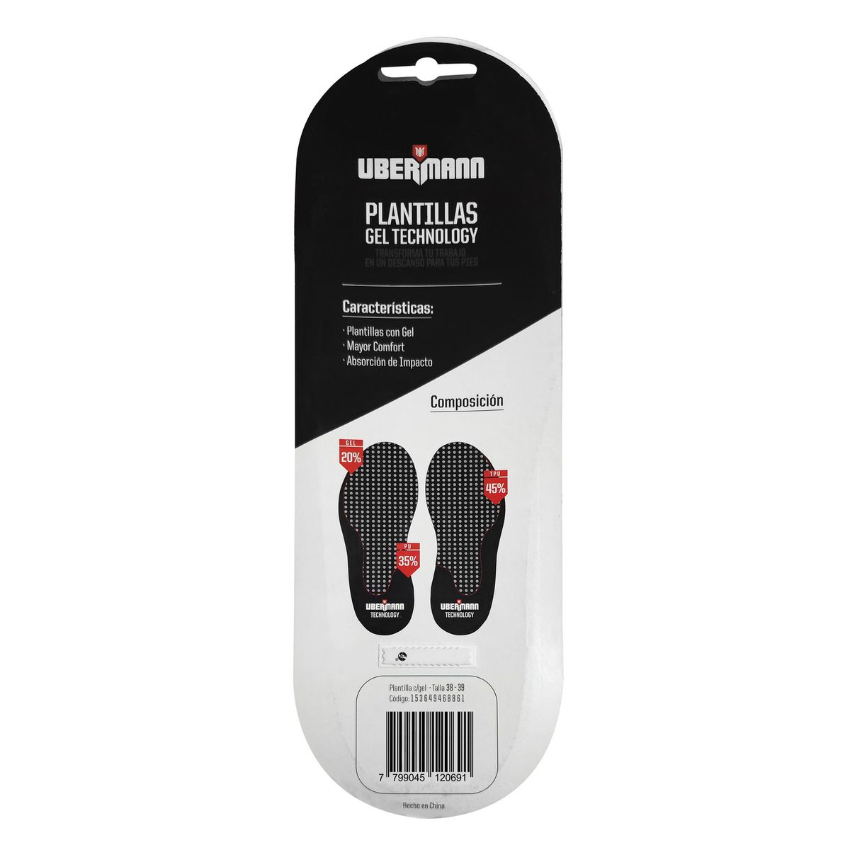 UBERMANN - Plantilla con gel talla 38-39