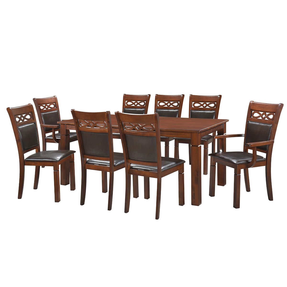 JUST HOME COLLECTION - Juego de Comedor Capri 8 Sillas Mesa Rectangular 76x90x180 cm Café