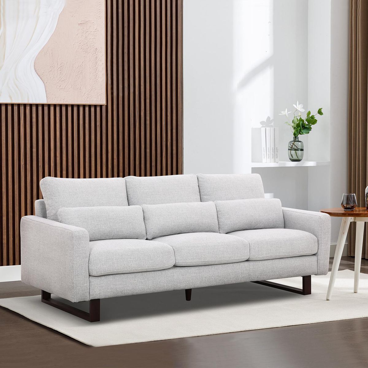 JUST HOME COLLECTION - Sofá 3 cuerpos British 215x87x90 cm Blanco