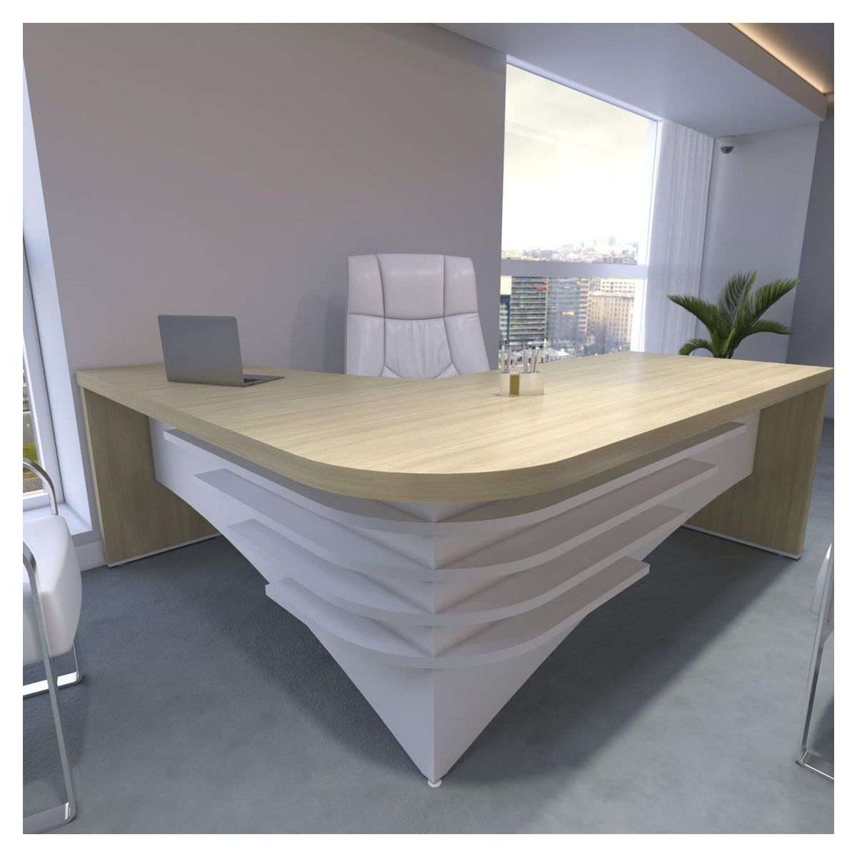 RODLER - Escritorio RD814 Blanco con café 180x76x200 cm