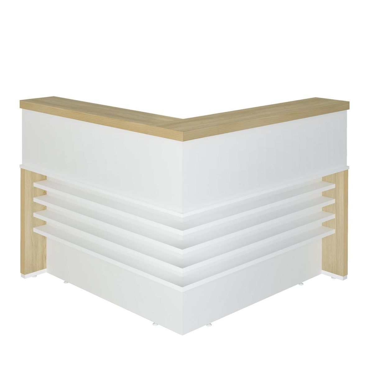 RODLER - Mueble Recepción Blanco con café 147.7x114x147.7 cm