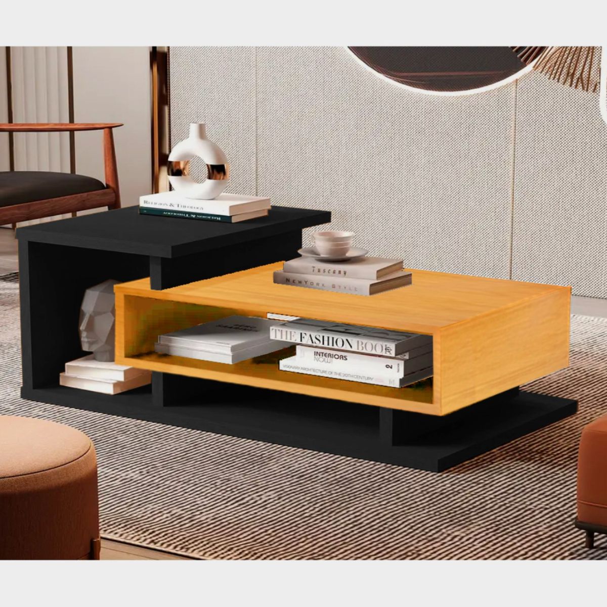 BE DESIGN - Mesa de centro JB8025-NAT Caramelo negro 50x90x38 cm