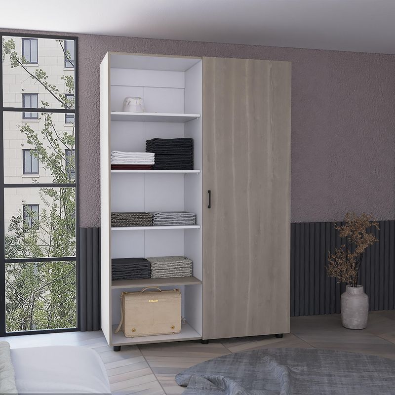 TUHOME - Clóset Eco-120 1 Puerta(s) 5 Repisa(s) 120xx46,9 cm Bardolino/Blanco