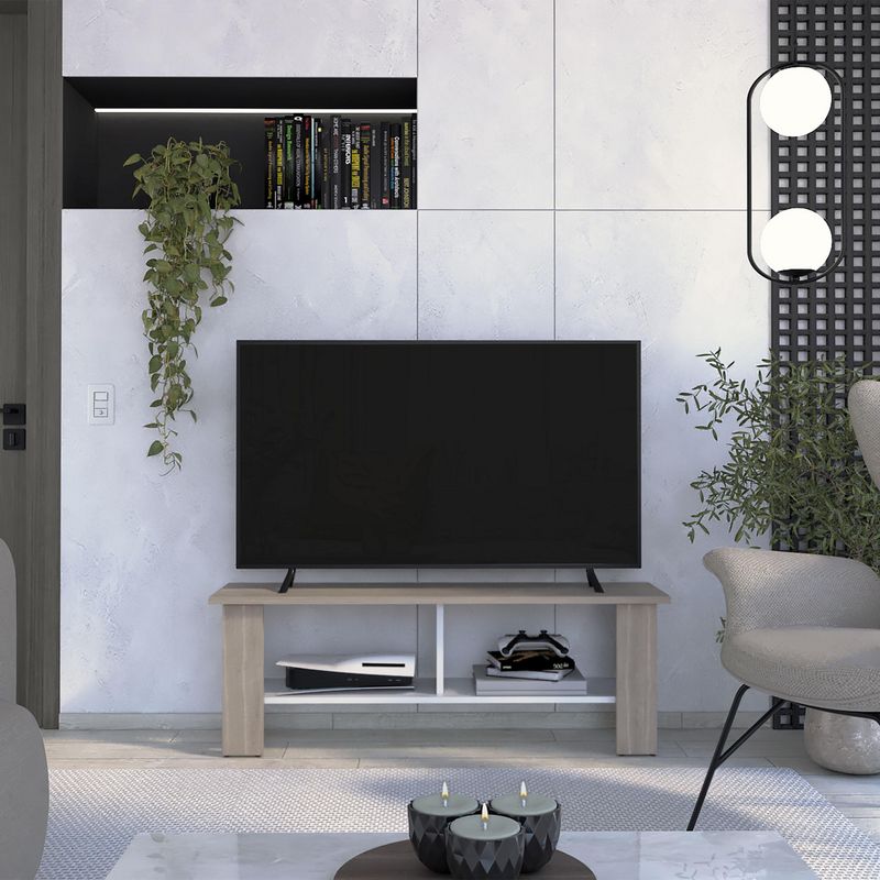 TUHOME - Rack 65 " Navia Bardolino / blanco 120.3x42.1x31.1 cm