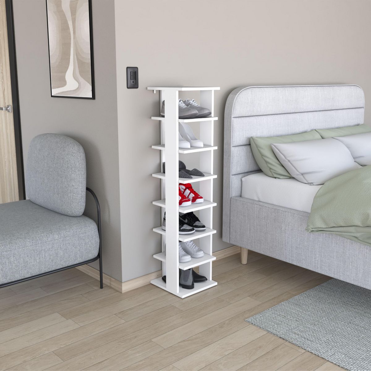 TUHOME - Zapatero Alto MDP 7 Nivel(es) 29.7x123.8x30.8 cm Blanco