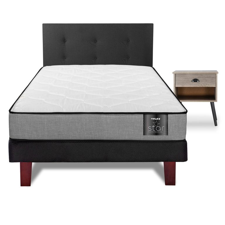 Cama 1.5 plazas Europea Star Negro