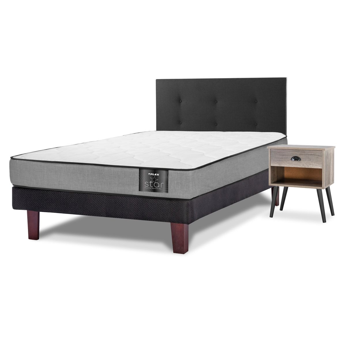 FLEX - Cama 1.5 plazas Europea Star Negro