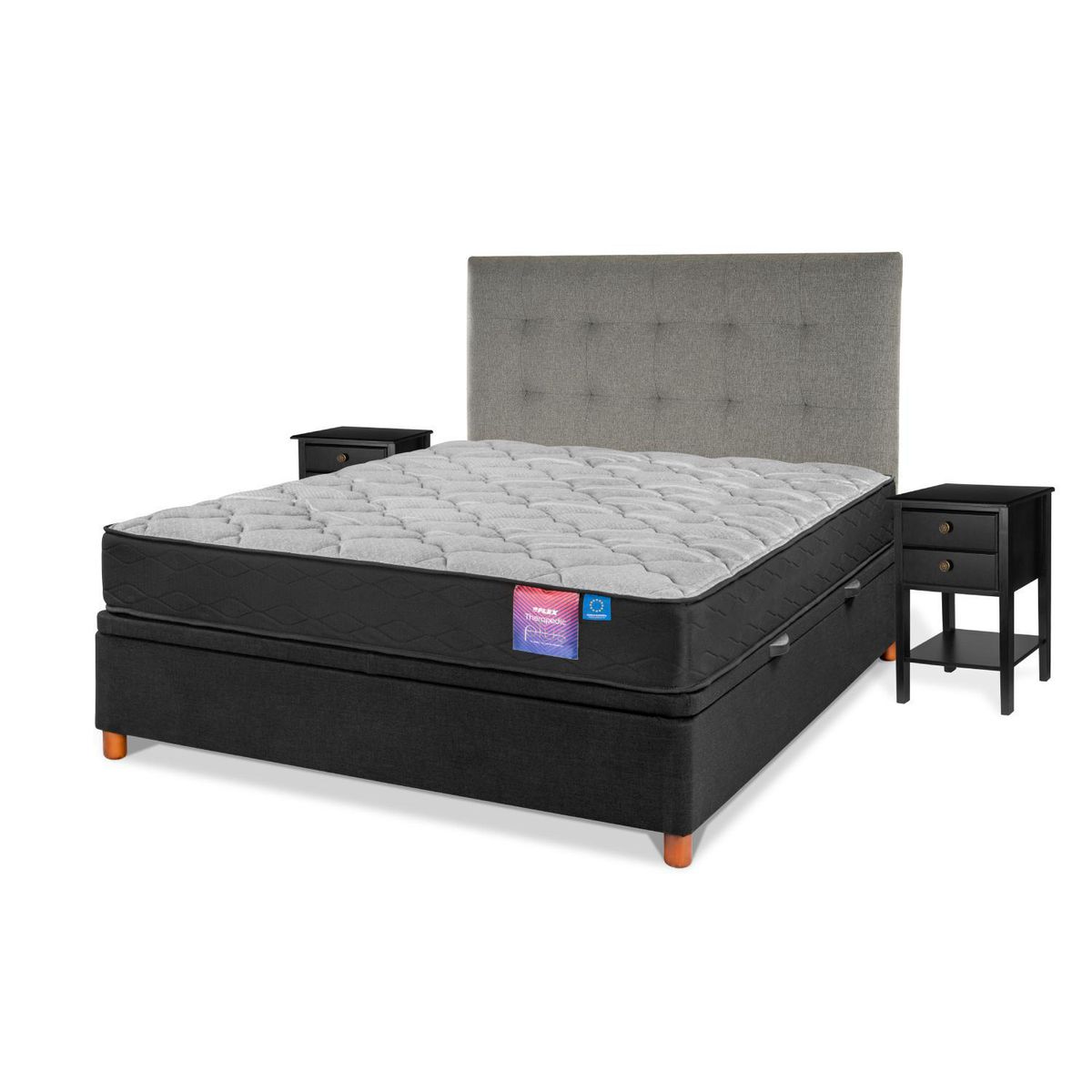 FLEX - Cama Baúl 2 plazas Box Spring Therapedic Plus Negro