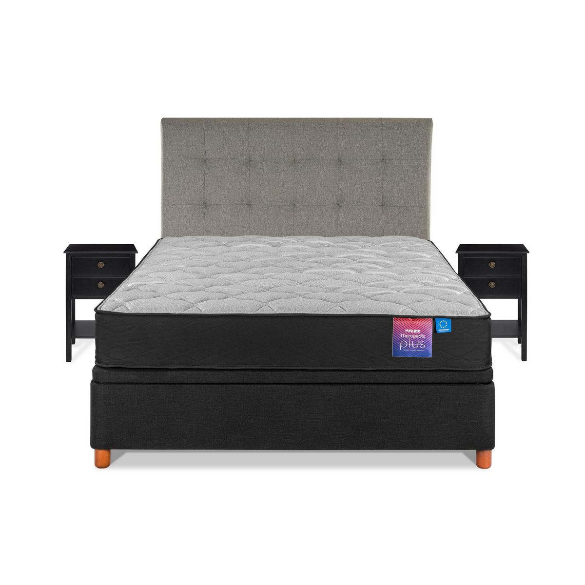 FLEX - Cama Baúl 2 plazas Box Spring Therapedic Plus Negro