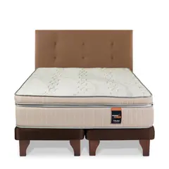 FLEX - Cama Europea Máximo Cobre 2 Plazas/Respaldo Royal Café