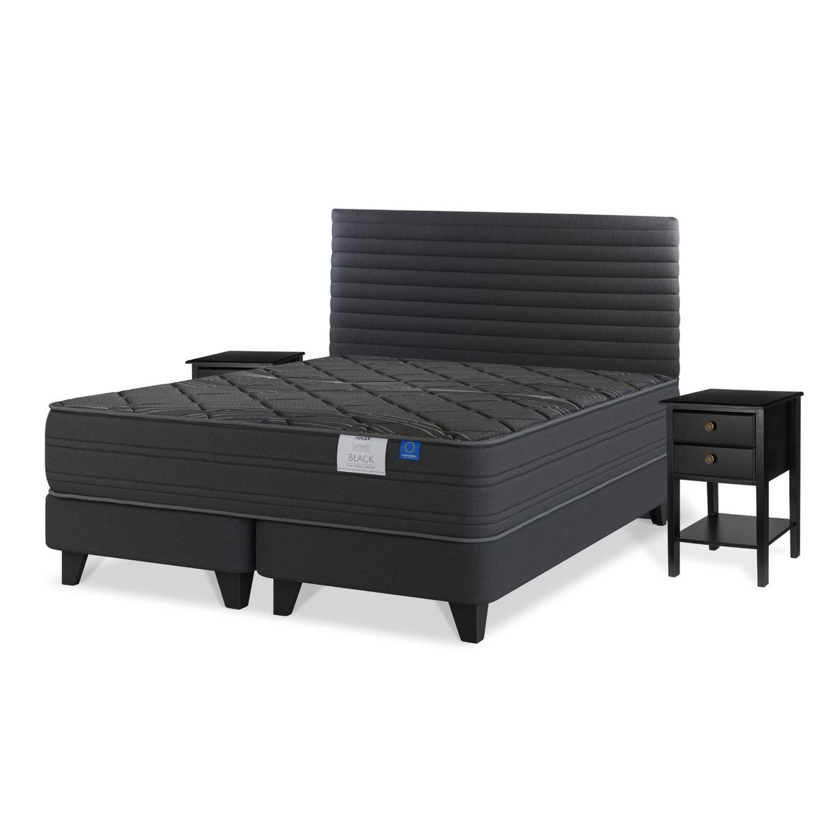 FLEX - Cama Europea Black King  Base Dividida 180x200 cm /Respaldo Modern Grafito