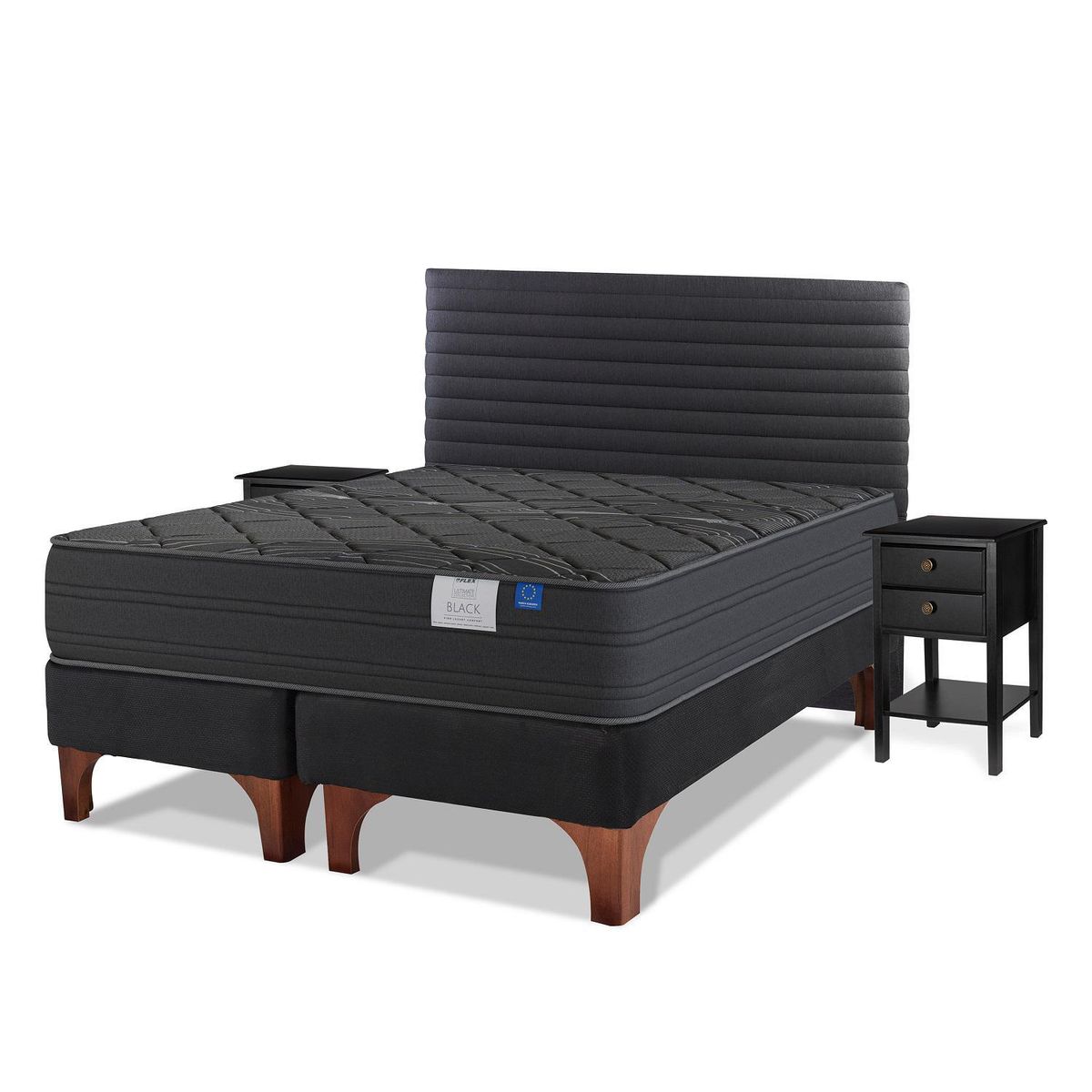 FLEX - Cama Europea Black King  Base Dividida 180x200 cm /Respaldo Modern Grafito