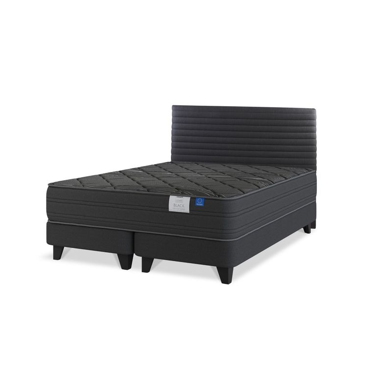 Cama Europea Black King Base Dividada 180x200 cm/Respaldo modern Grafito