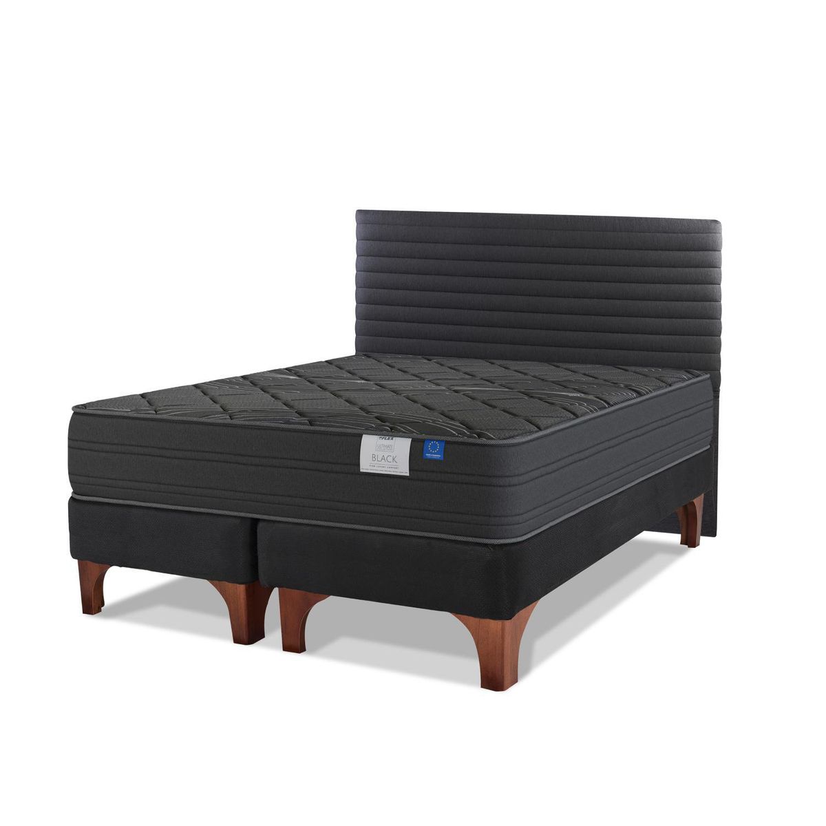 FLEX - Cama Europea Black King  Base Dividada 180x200 cm/Respaldo modern Grafito