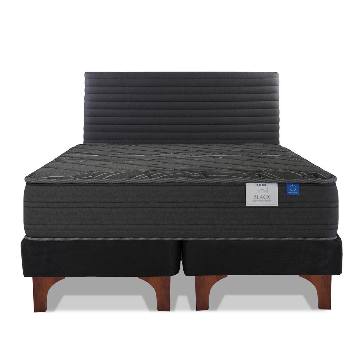 FLEX - Cama Europea Black King  Base Dividada 180x200 cm/Respaldo modern Grafito
