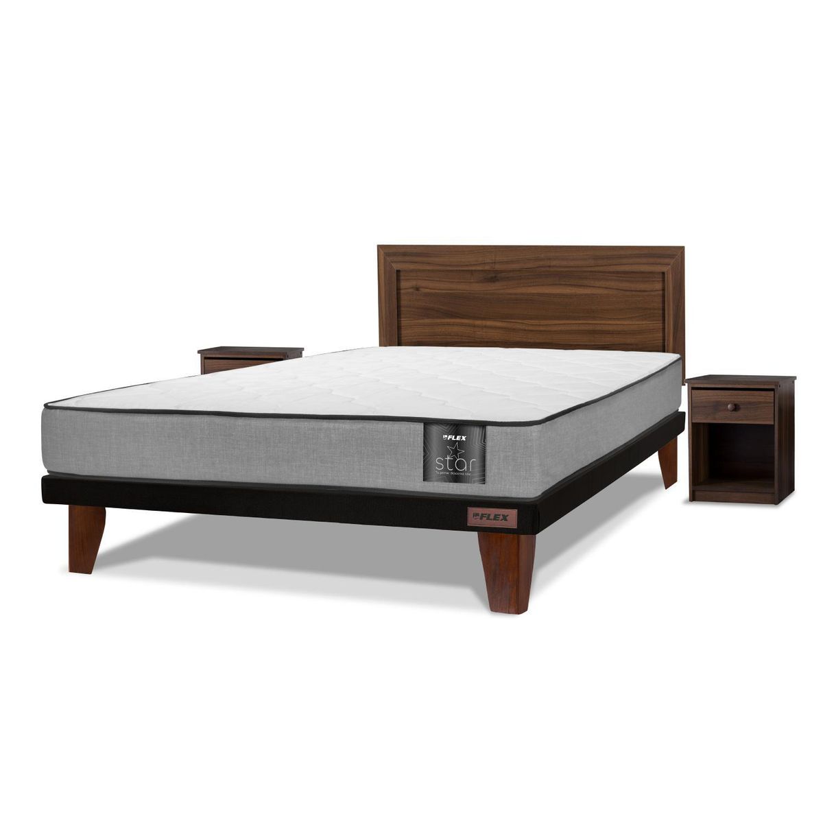 FLEX - Cama Europea Flat Star 2 Plazas Base normal 150x190 cm/Set Asturias