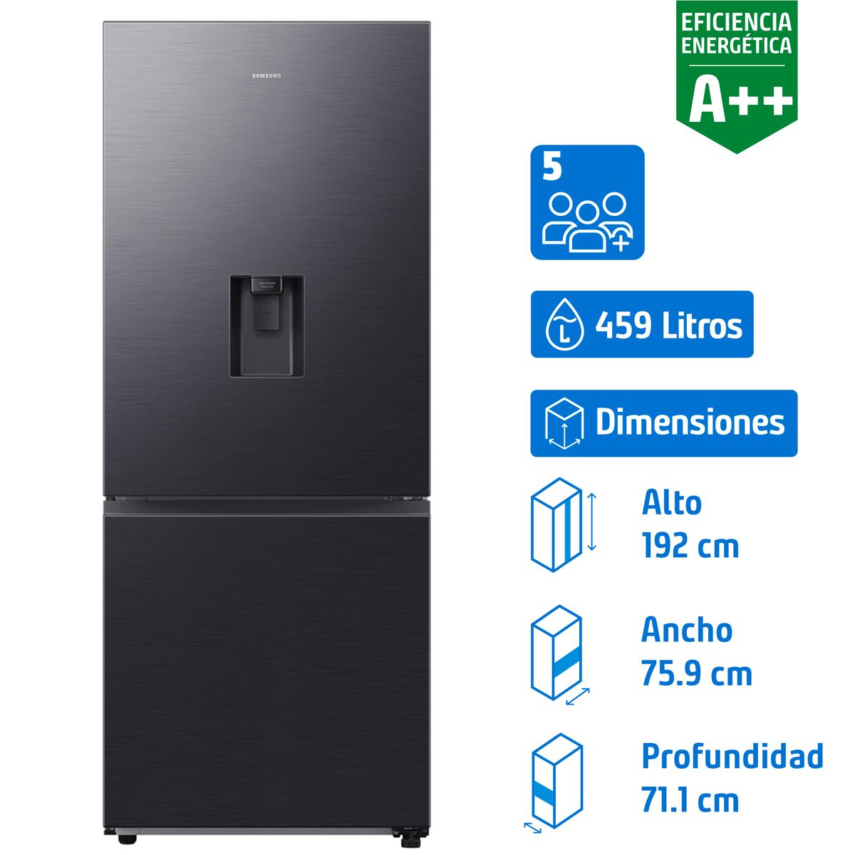 SAMSUNG - Refrigerador Bottom Freezer No Frost 459 Litros Black DOI RB50DG6320B1ZS