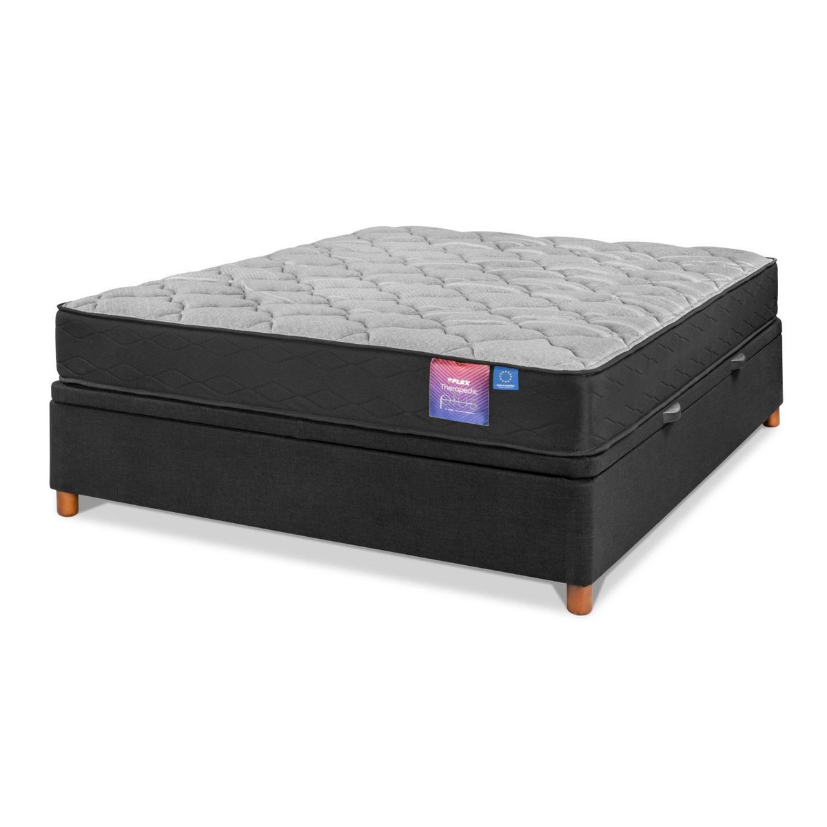 FLEX - Cama Baúl 2 plazas Box Spring Therapedic Plus Negro