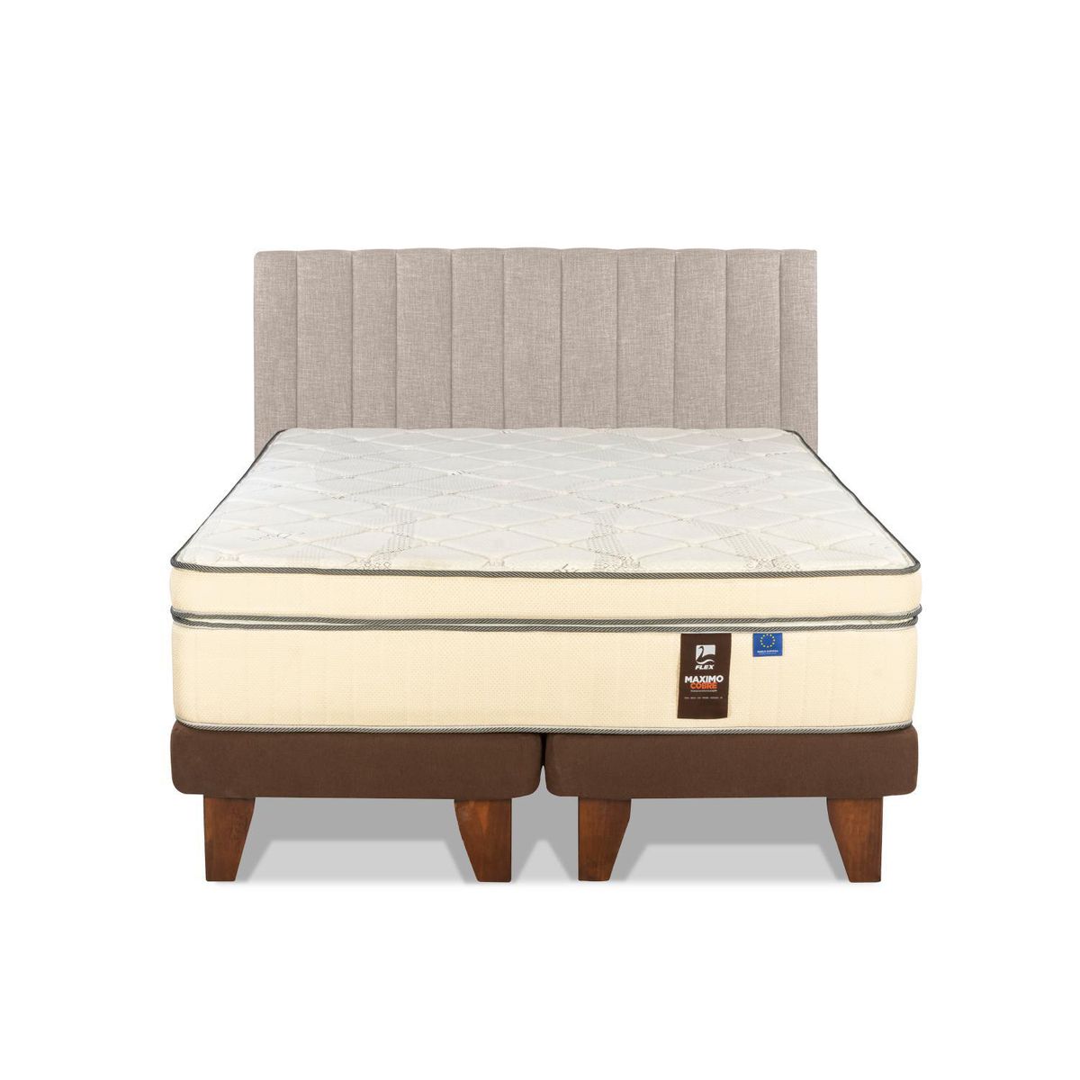 FLEX - Cama Europea Maximo Cobre King/Respaldo Tubular Beige