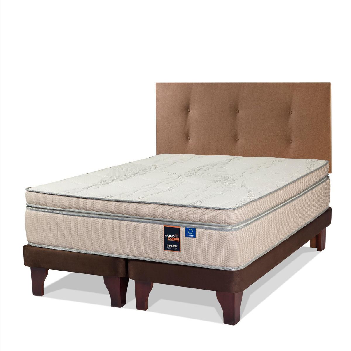 FLEX - Cama Europea Máximo Cobre King/Respaldo Royal Café