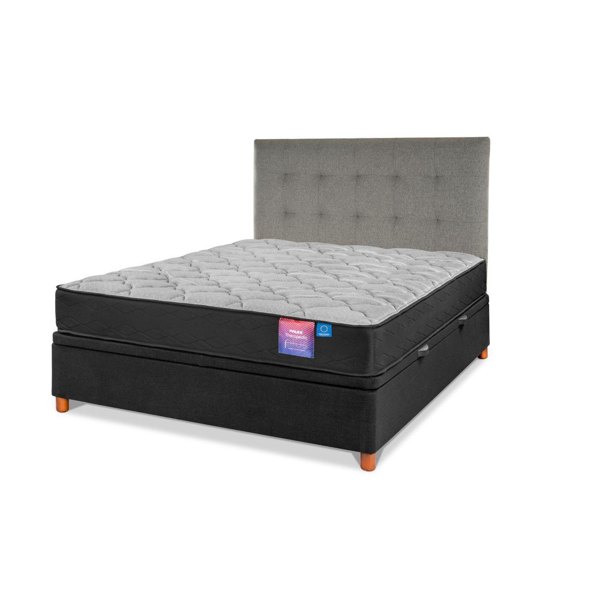 FLEX - Cama Baúl 2 plazas Box Spring Therapedic Plus Negro