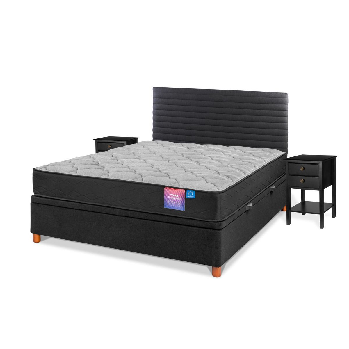 FLEX - Cama Baúl 2 plazas Box Spring Therapedic Plus Negro