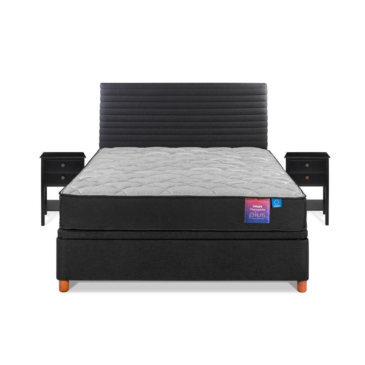 FLEX - Cama Baúl 2 plazas Box Spring Therapedic Plus Negro