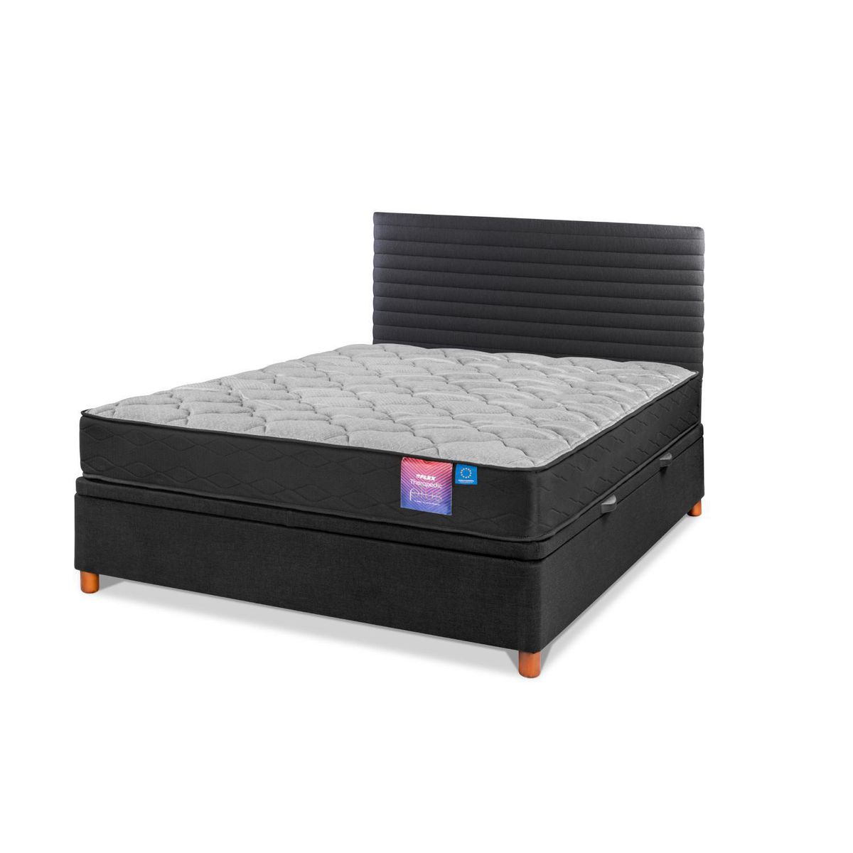 FLEX - Cama Baúl 2 plazas Box Spring Therapedic Plus Negro
