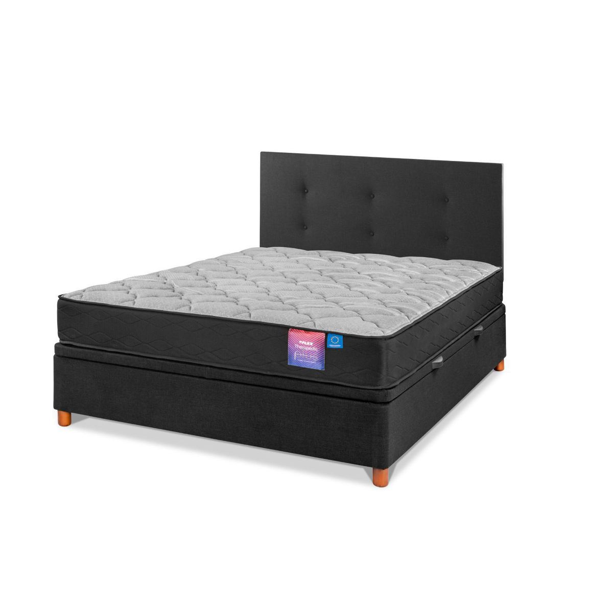 FLEX - Cama Baúl 2 plazas Box Spring Therapedic Plus Negro
