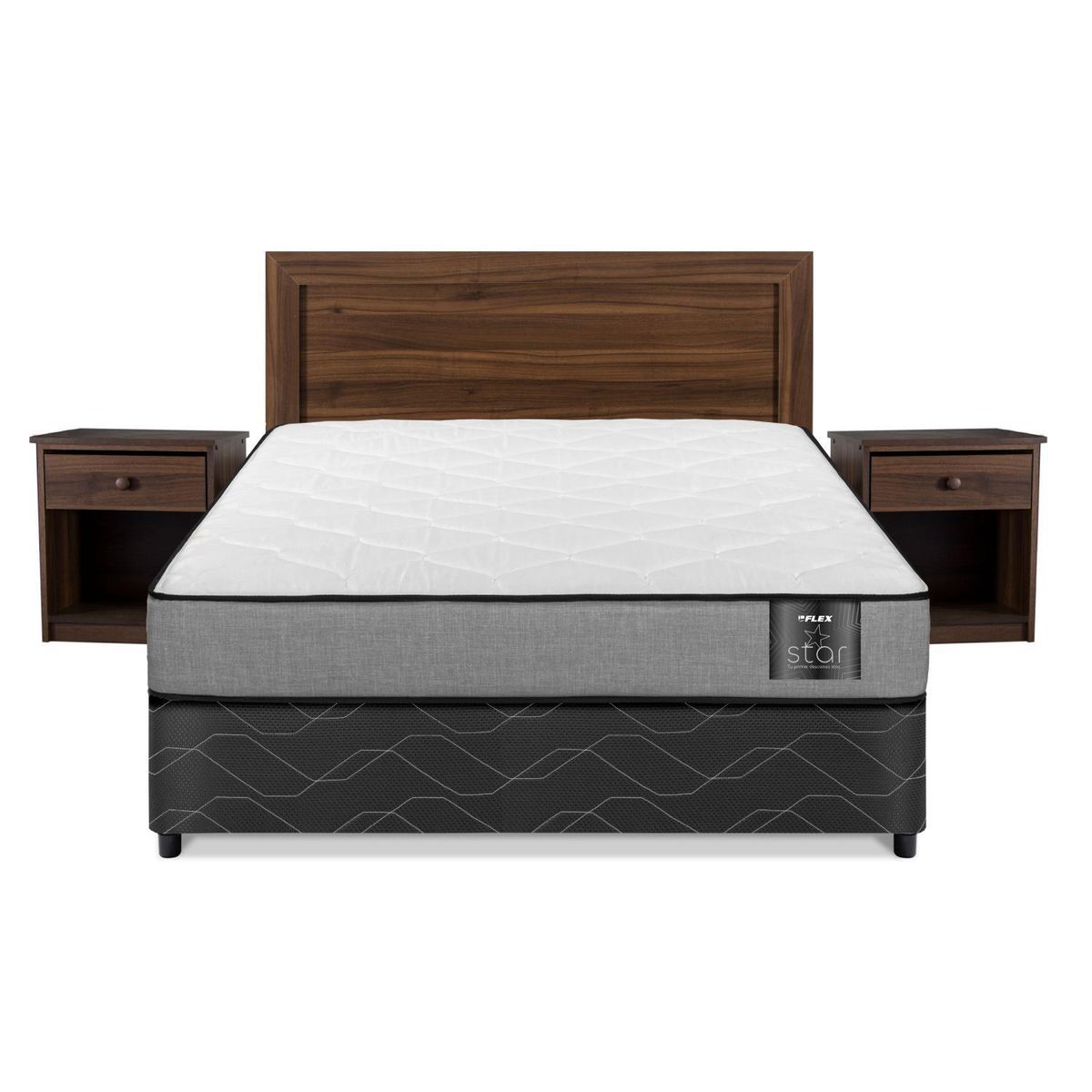 FLEX - Cama 2 plazas Americana Star Gris
