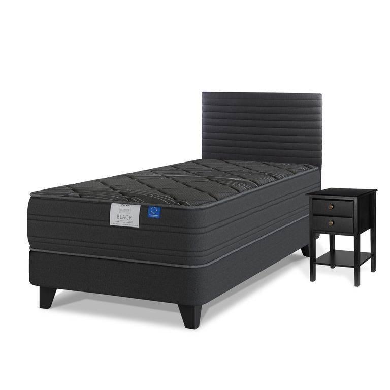 Cama 1.5 plazas Europea Black Gris