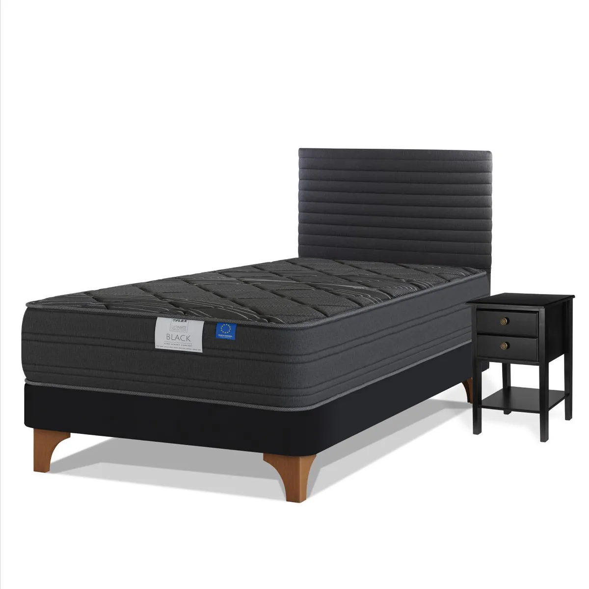 FLEX - Cama 1.5 plazas Europea Black Grafito
