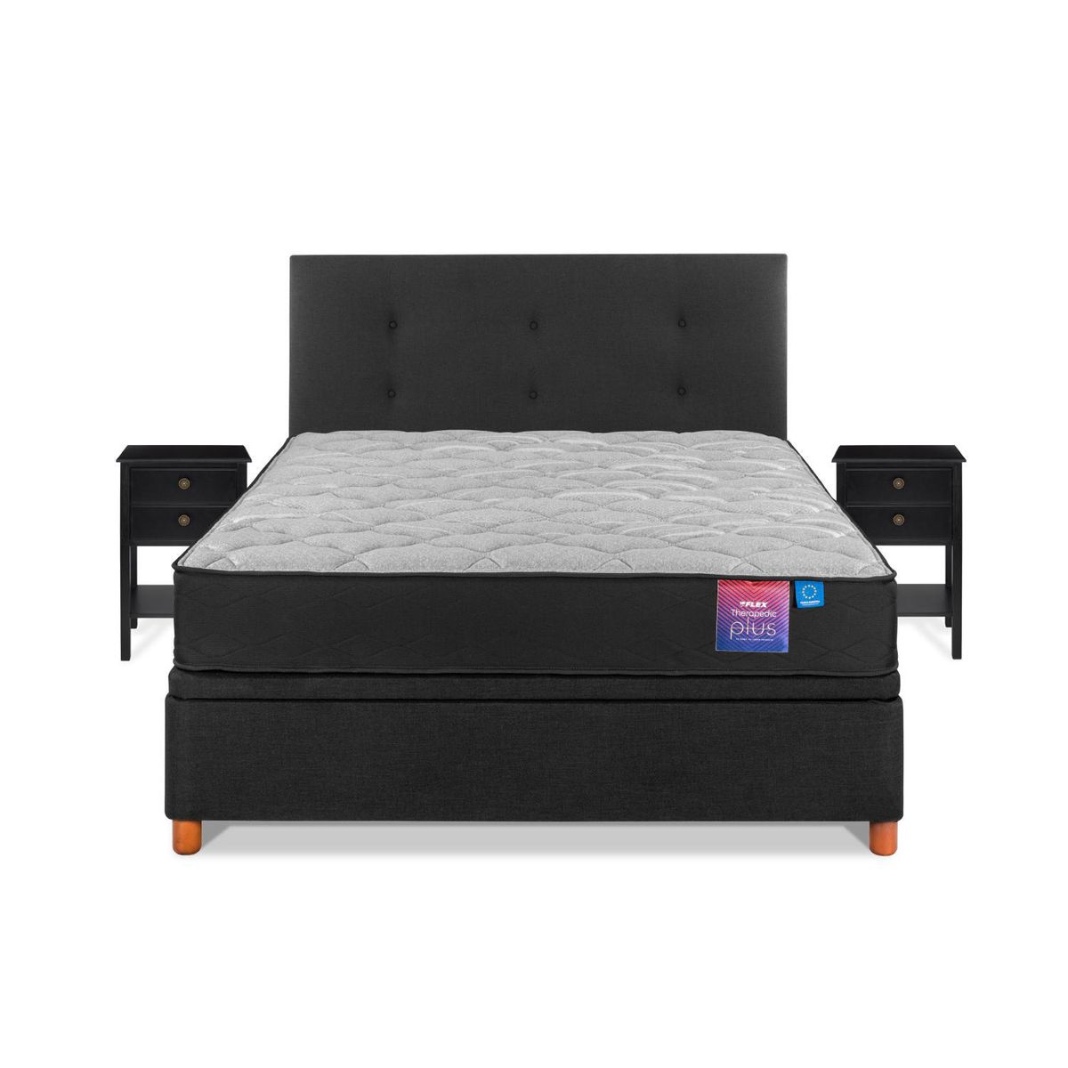 FLEX - Cama Baúl 2 plazas Box Spring Therapedic Plus Negro