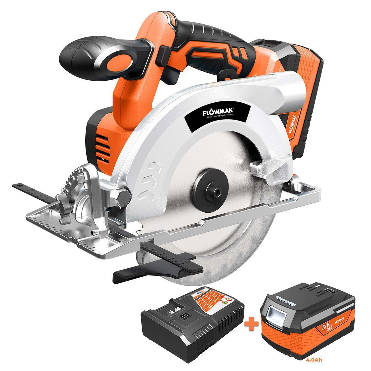FLOWMAK - Sierra circular 6 1/2'' 18v batería 4ah y cargador 3800rpm